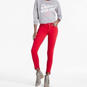 Lucky Brand Women's Ava Skinny Jeans Size 0 / 25 Ankle NWT Step Fray Rio Red